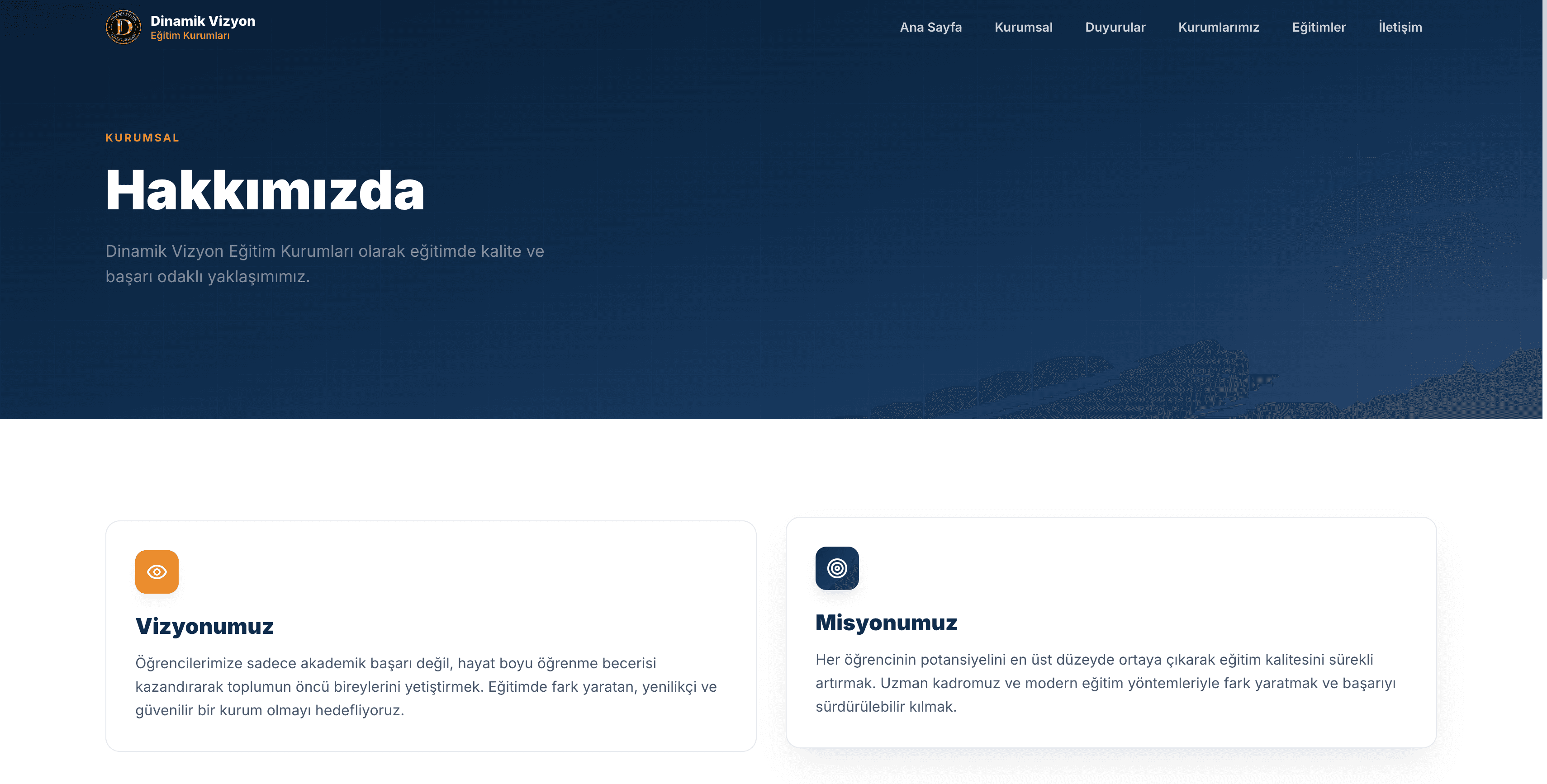 Dinamik Vizyon Corporate Page